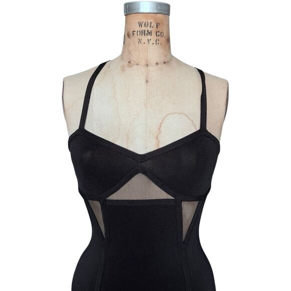 BEBÉ Black Mesh Panel Bodycon Dress
Size Small - Picture 2 of 7